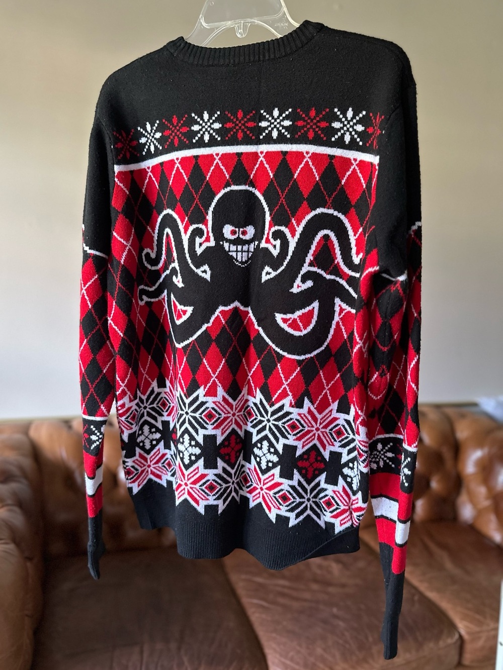 Official NHL Red Wings · (L) Red & Black Red Wings Logo & Octopus Argyle Sweater